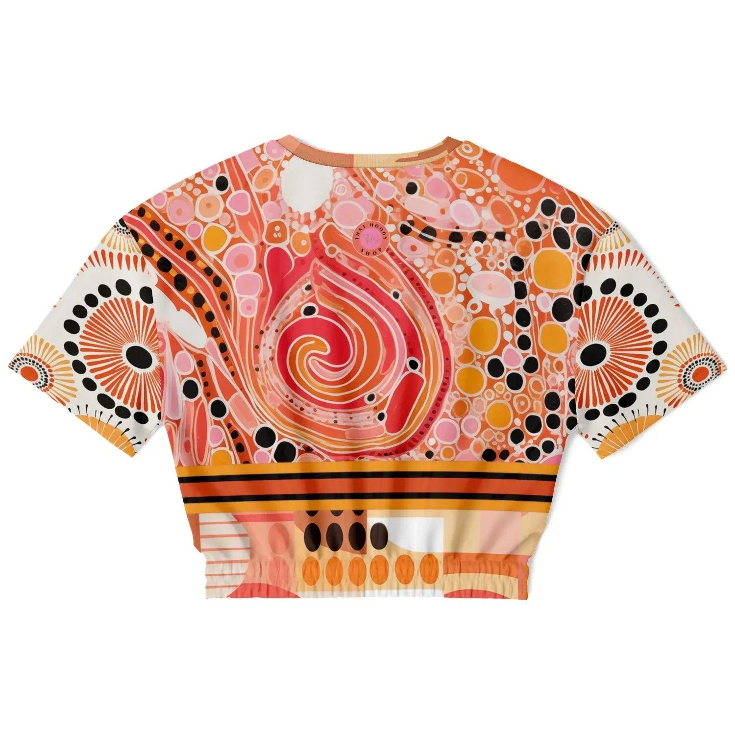 Sunset Springs Abstract 70s Print Eco-Poly Cropped Short Sleeve Pullover