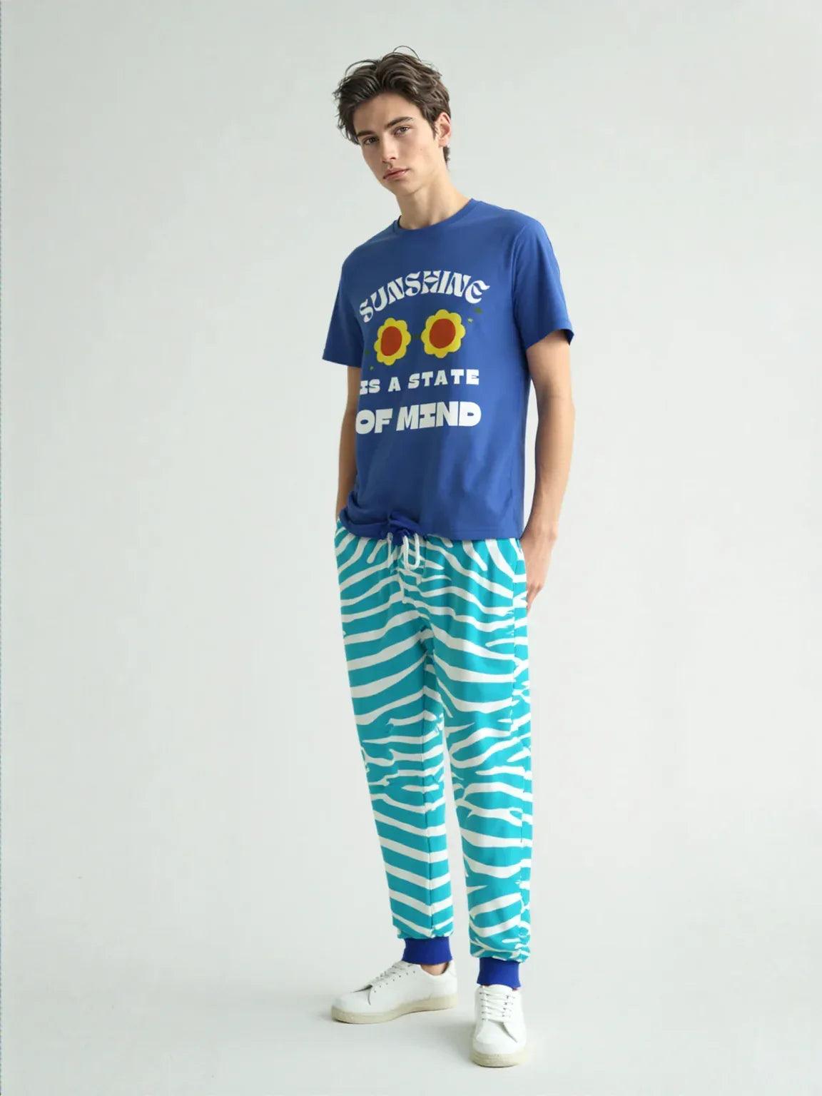 Zebra in Turquoise Eco-Poly Unisex Joggers