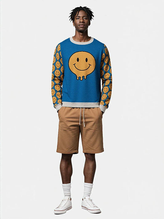 Super Happy Day Smiley Face Knitted Crewneck Sweater