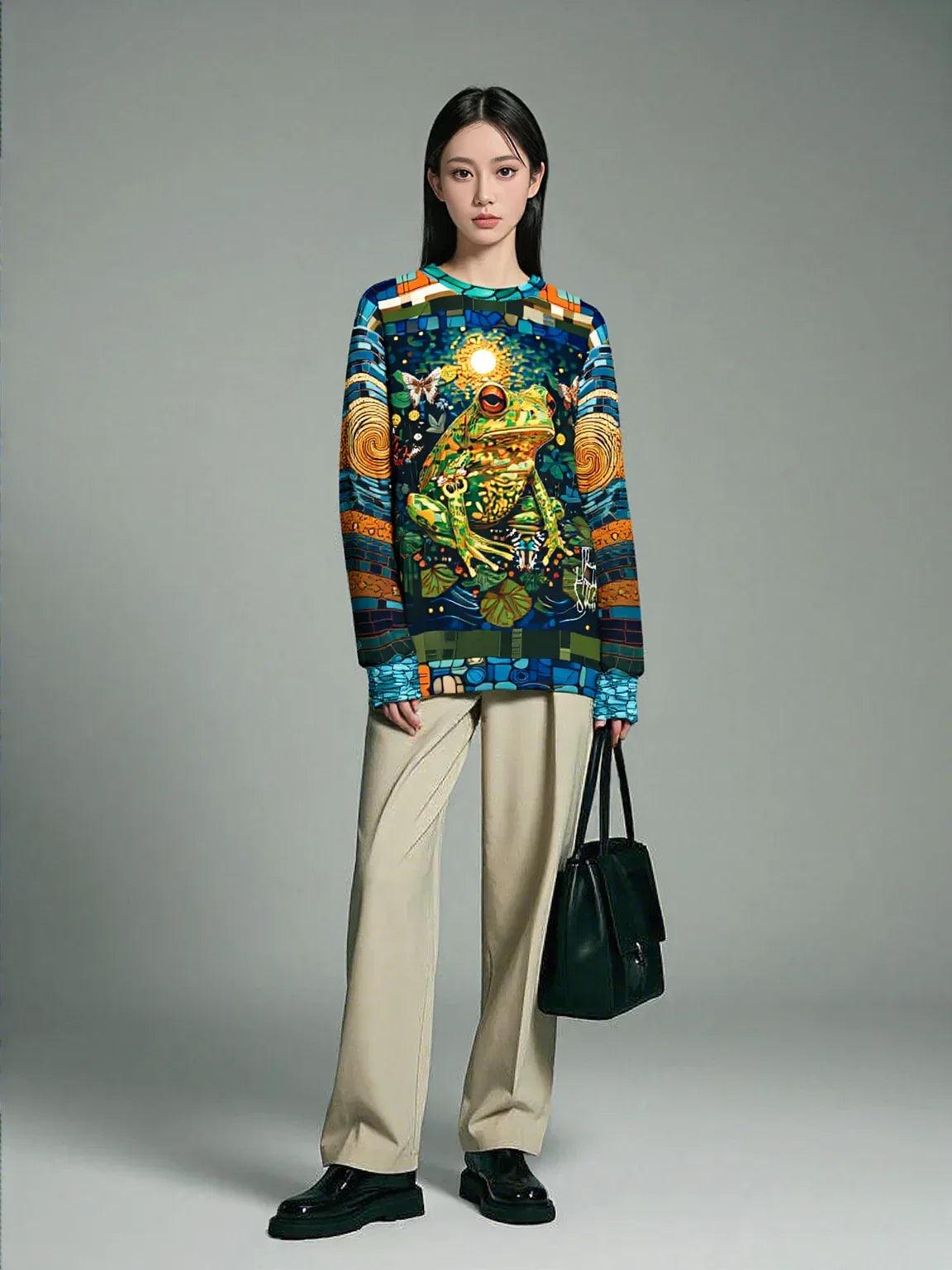 Super Jolly Green Leap Frog Mosaic Print Unisex Sweatshirt (Gold Label)