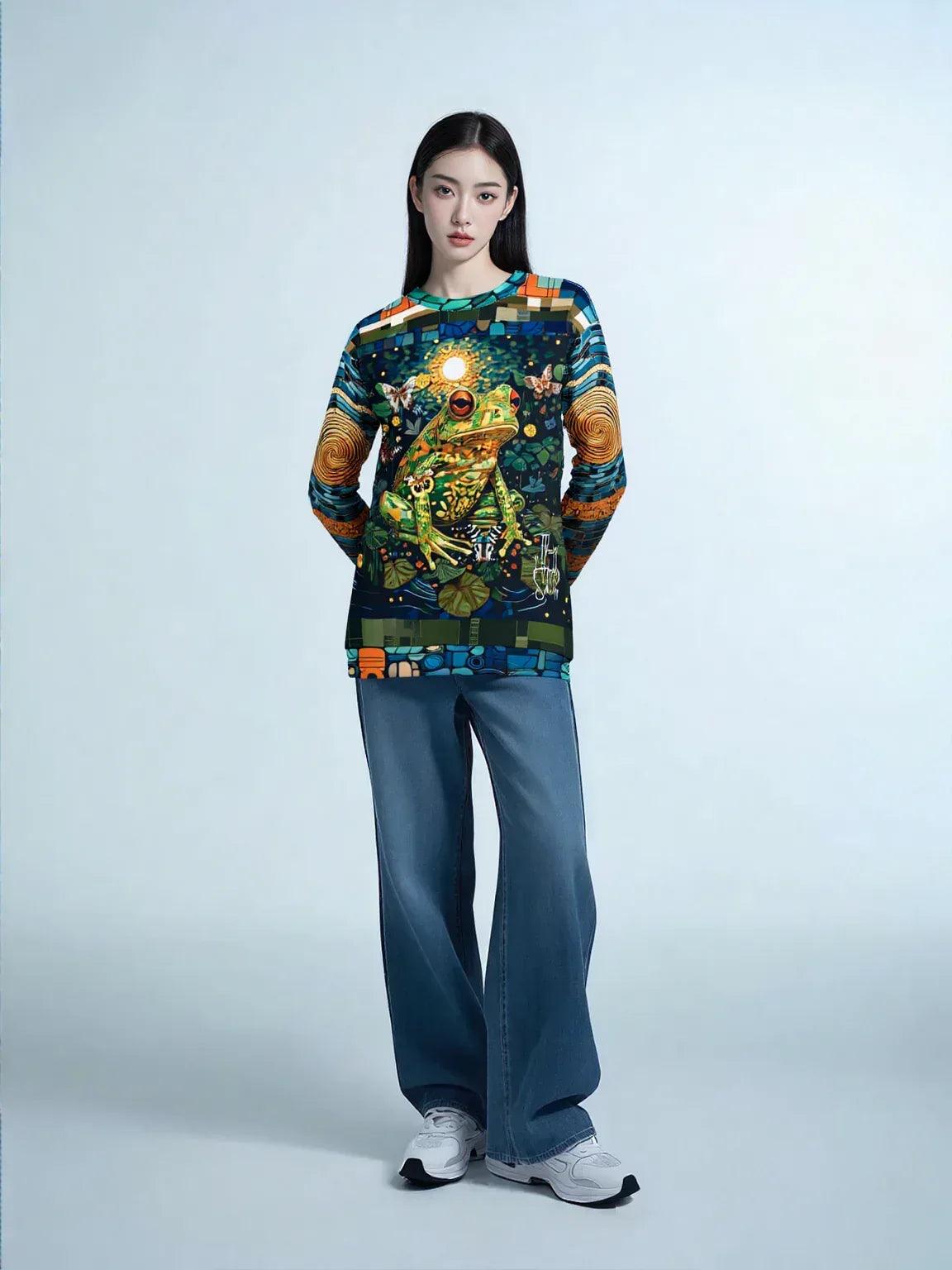 Super Jolly Green Leap Frog Mosaic Print Unisex Sweatshirt (Gold Label)