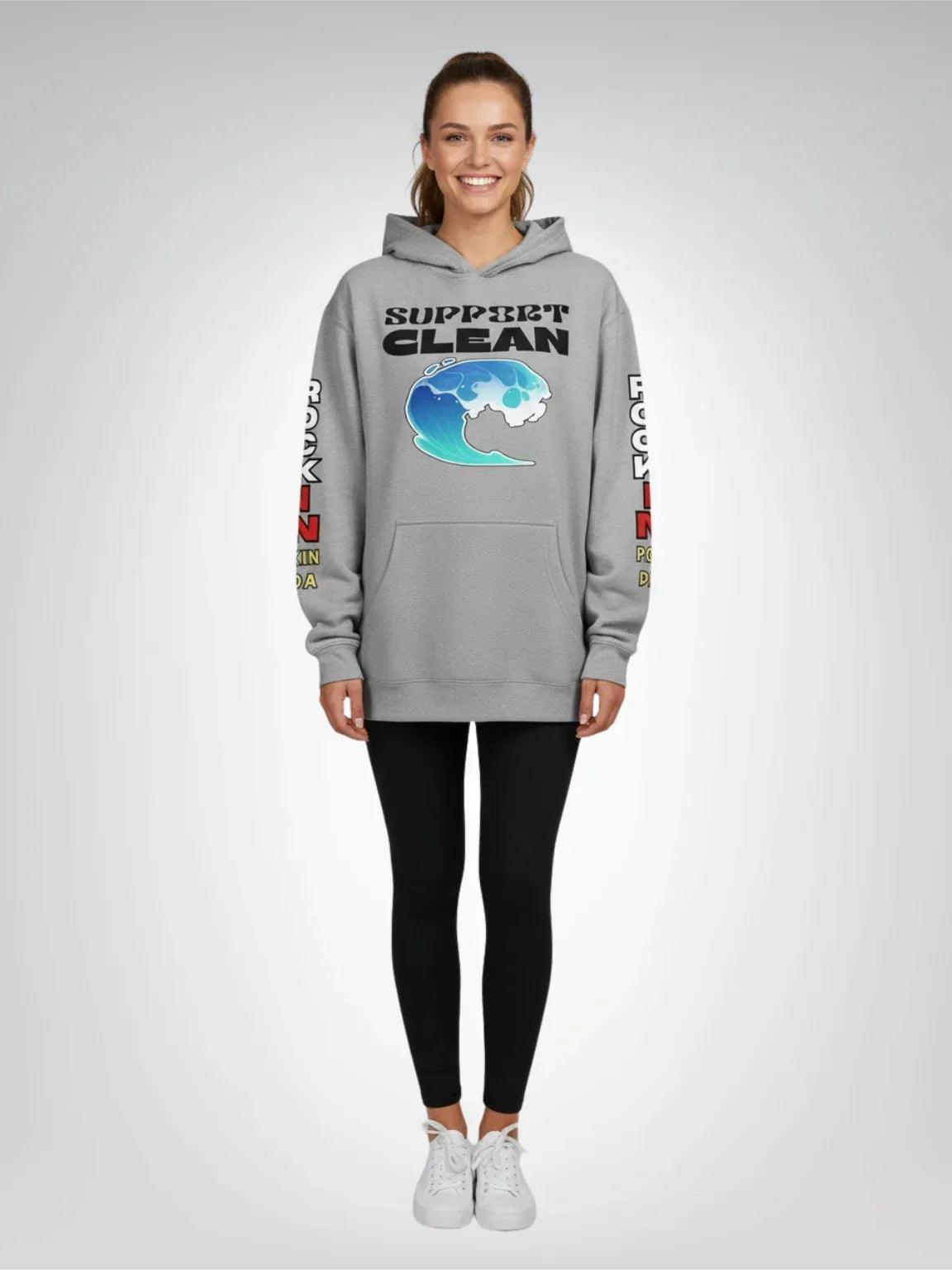Support Clean Oceans Heavyweight 3-End Fleece Unisex Hoodie