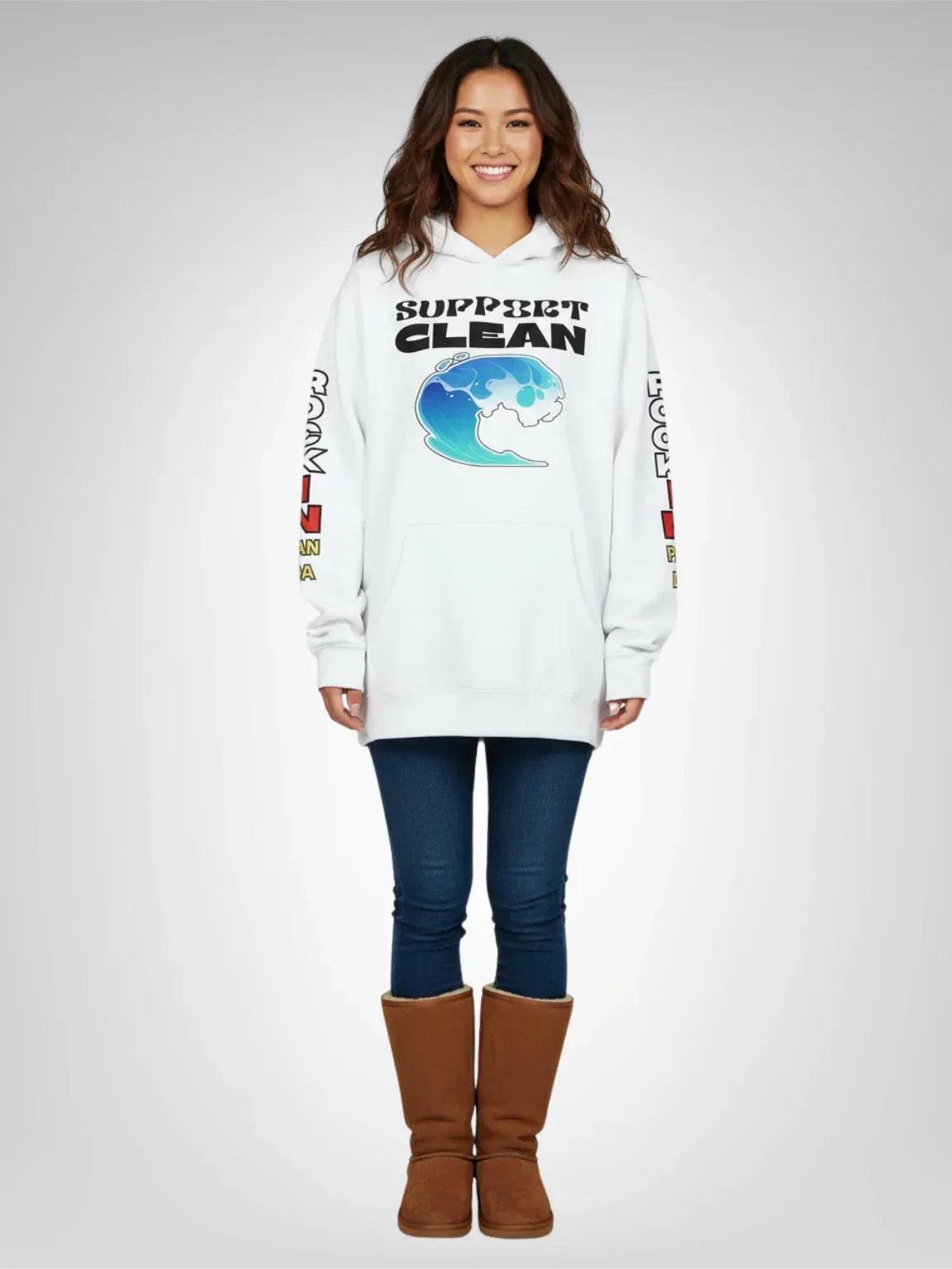 Support Clean Oceans Heavyweight 3-End Fleece Unisex Hoodie