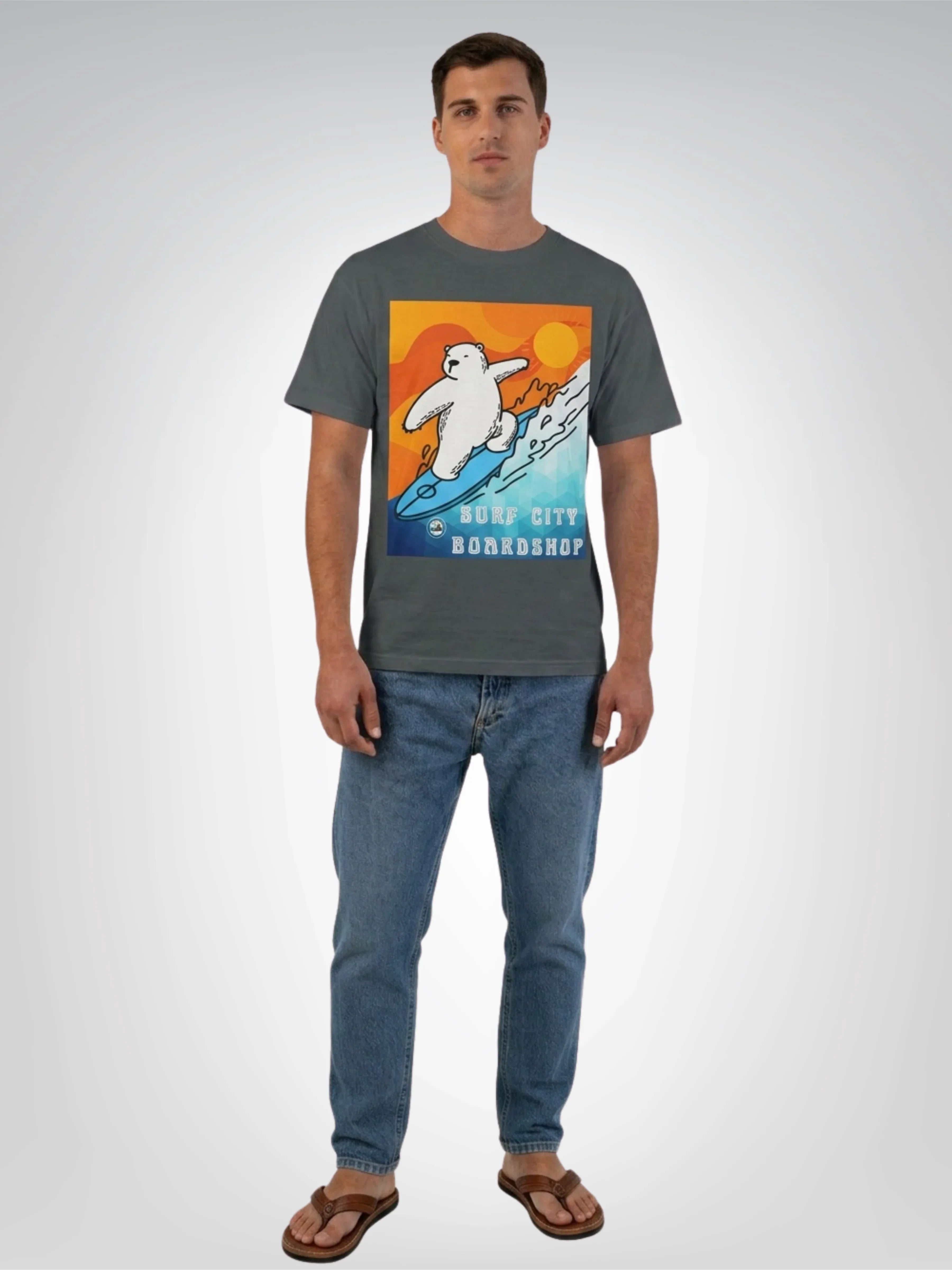 Surf City Boardshop Polar Bear Mascot Sunset Edition Heavyweight Tee