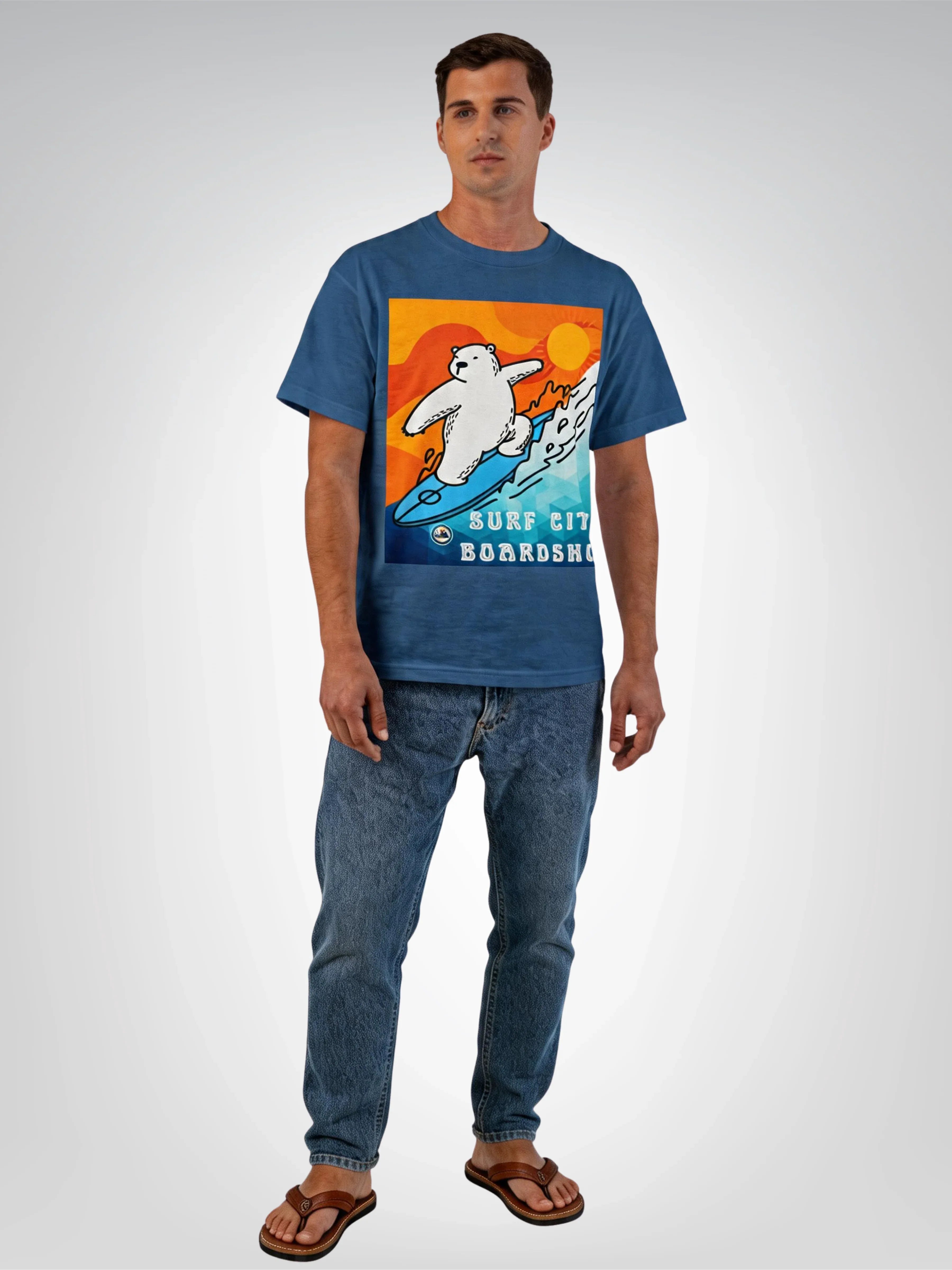 Surf City Boardshop Polar Bear Mascot Sunset Edition Heavyweight Tee
