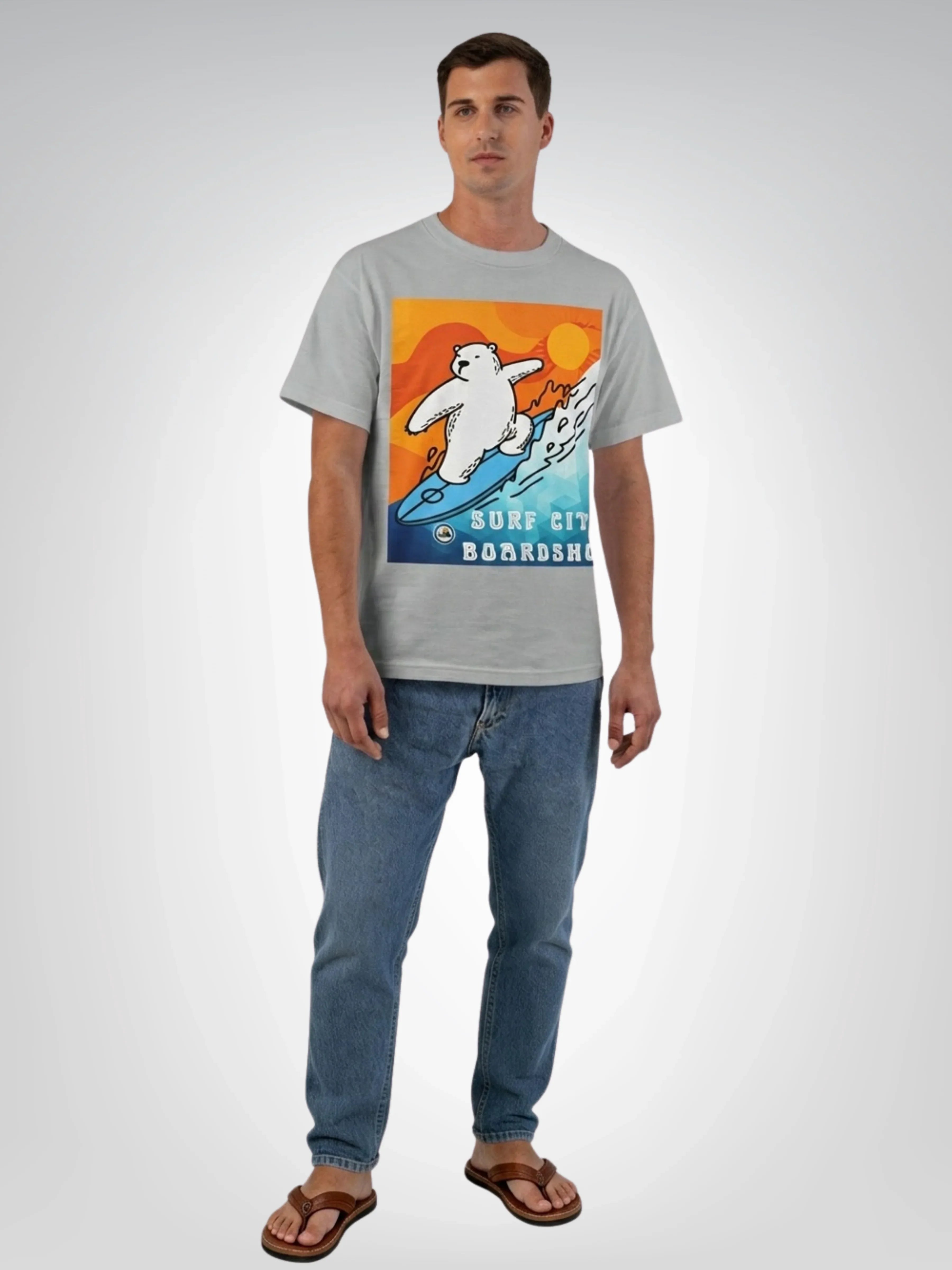 Surf City Boardshop Polar Bear Mascot Sunset Edition Heavyweight Tee