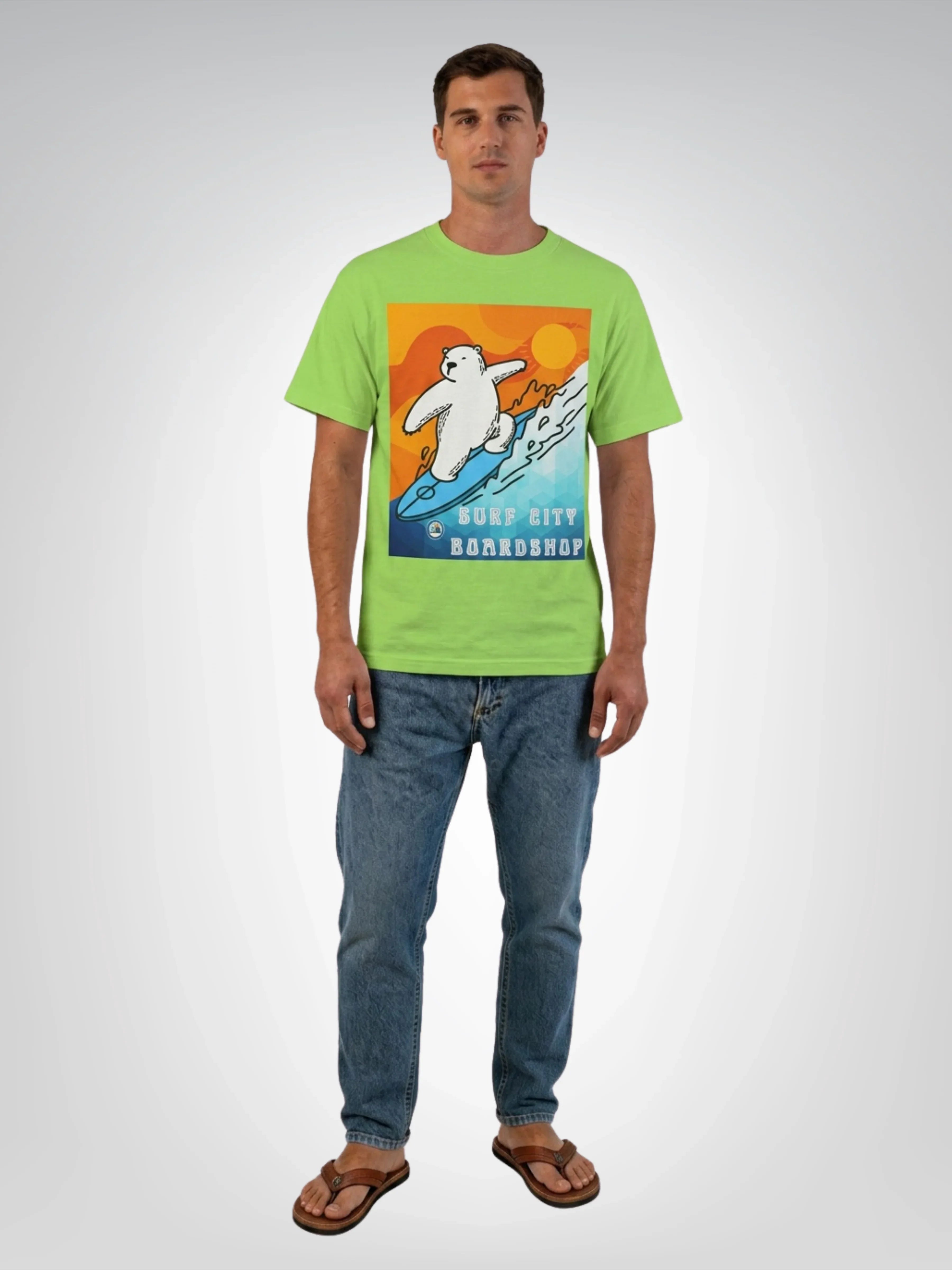 Surf City Boardshop Polar Bear Mascot Sunset Edition Heavyweight Tee