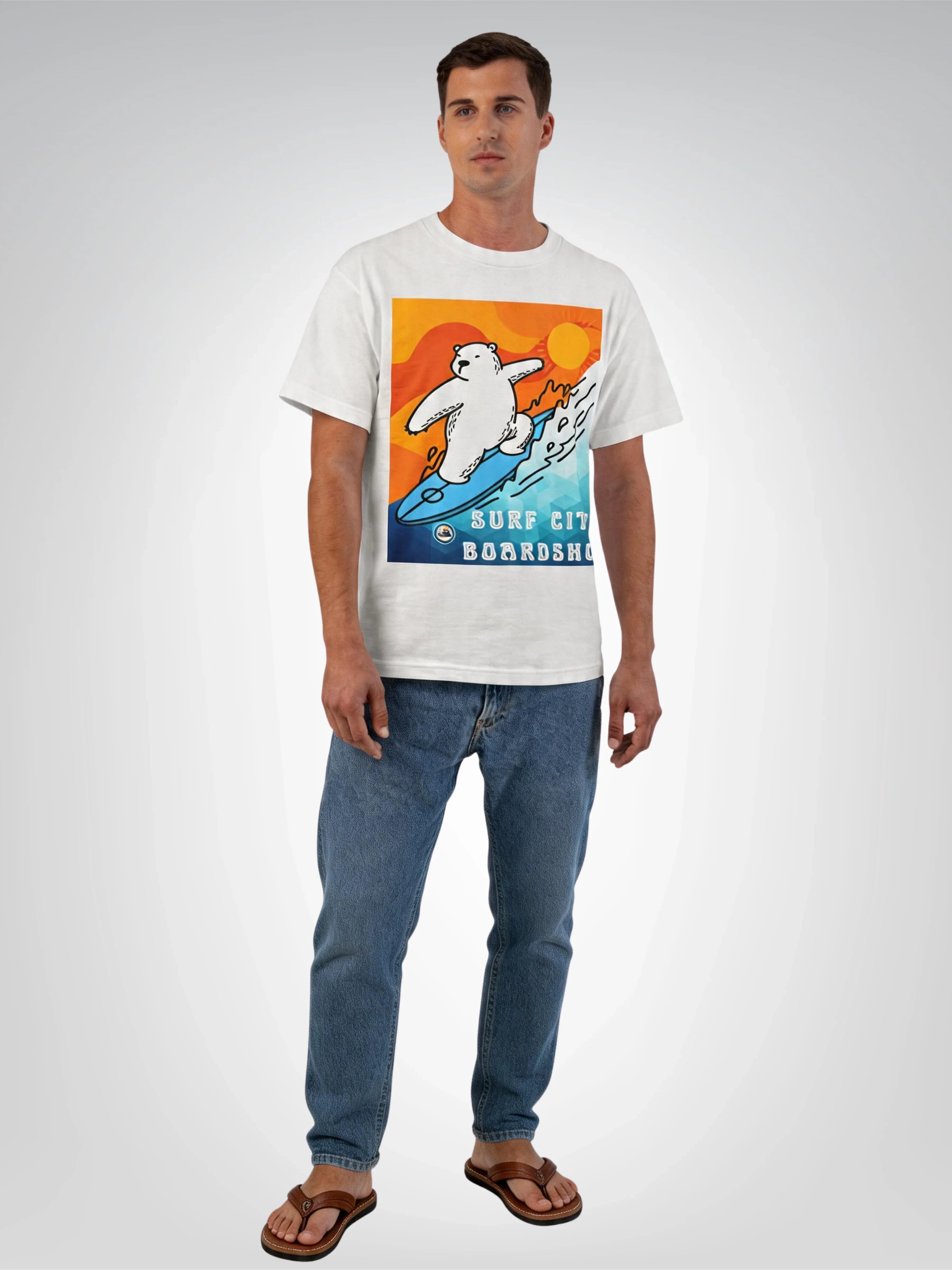 Surf City Boardshop Polar Bear Mascot Sunset Edition Heavyweight Tee