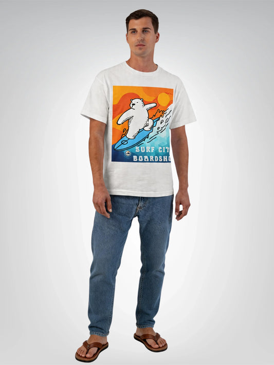 Surf City Boardshop Polar Bear Mascot Sunset Edition Heavyweight Tee