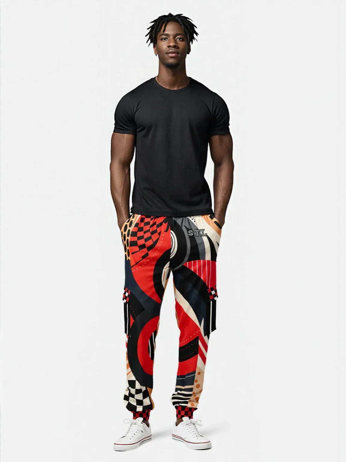 Switch Me Black in Abstract Zebra Eco-Poly Unisex Cargo Joggers