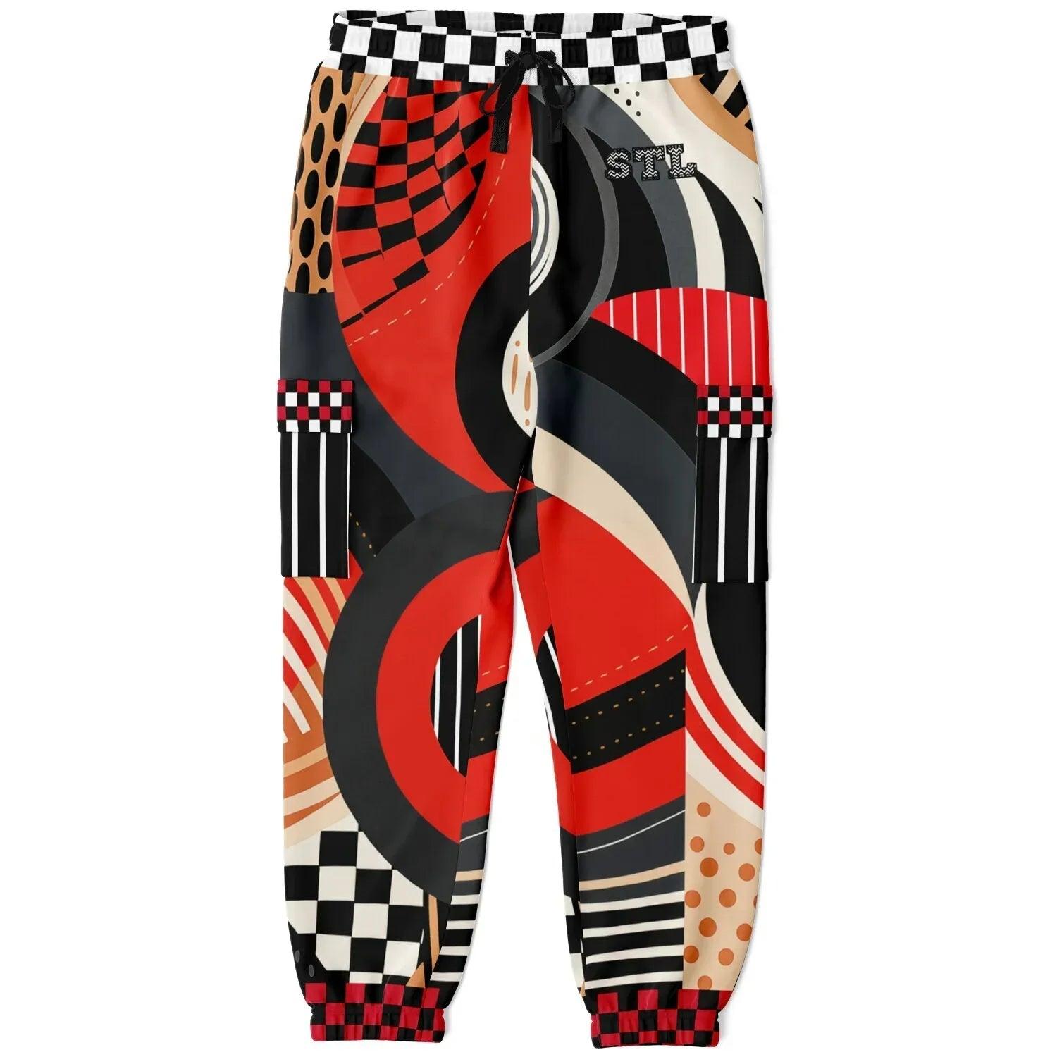 Switch Me Black in Abstract Zebra Eco-Poly Unisex Cargo Joggers