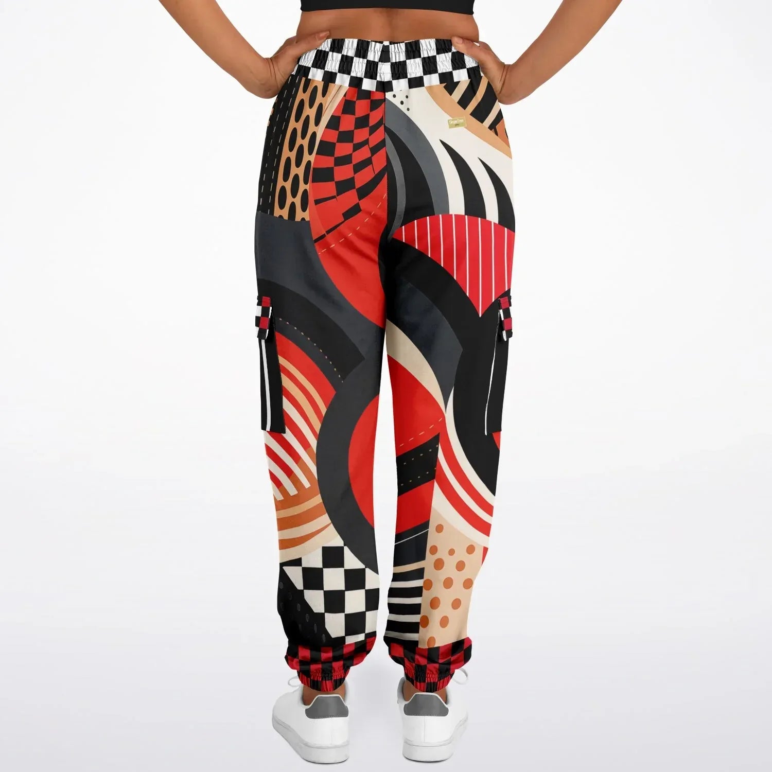 Switch Me Black in Abstract Zebra Eco-Poly Unisex Cargo Joggers