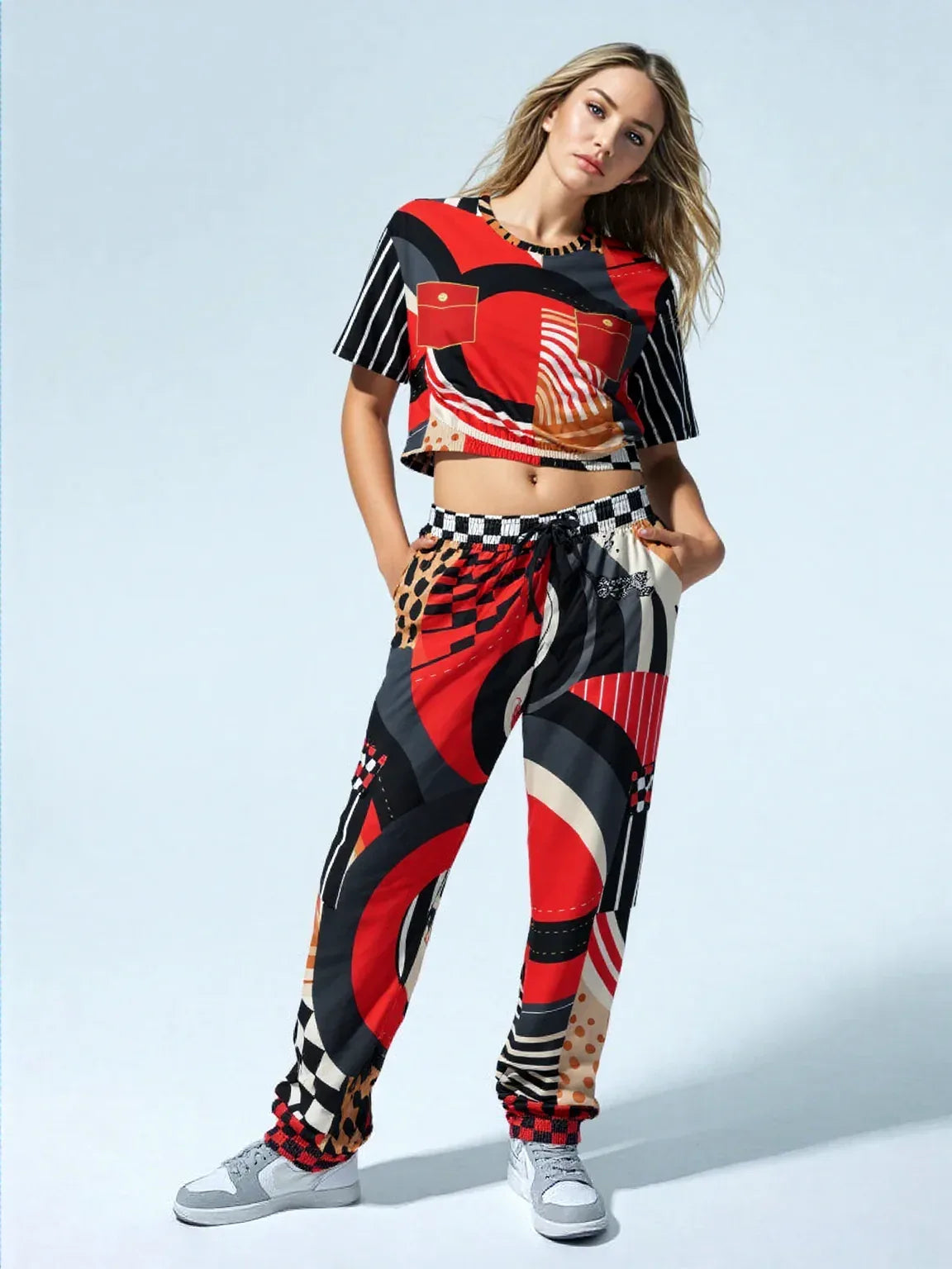Switch Me Black in Abstract Zebra Eco-Poly Unisex Cargo Joggers