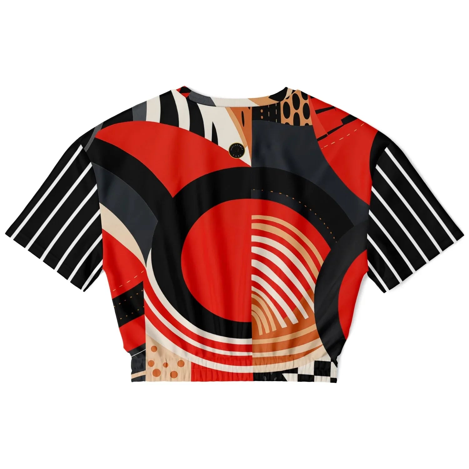 Switch Me Black in Abstract Zebra Eco-Poly Short Sleeve Cropped Pullover