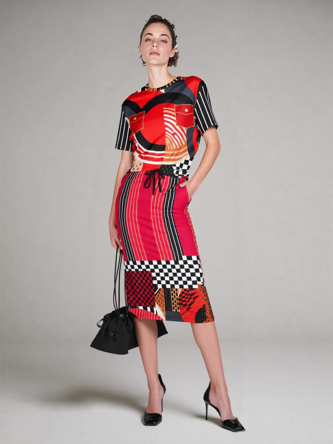 Switch Me Black in Abstract Zebra Eco-Poly Short Sleeve Cropped Pullover