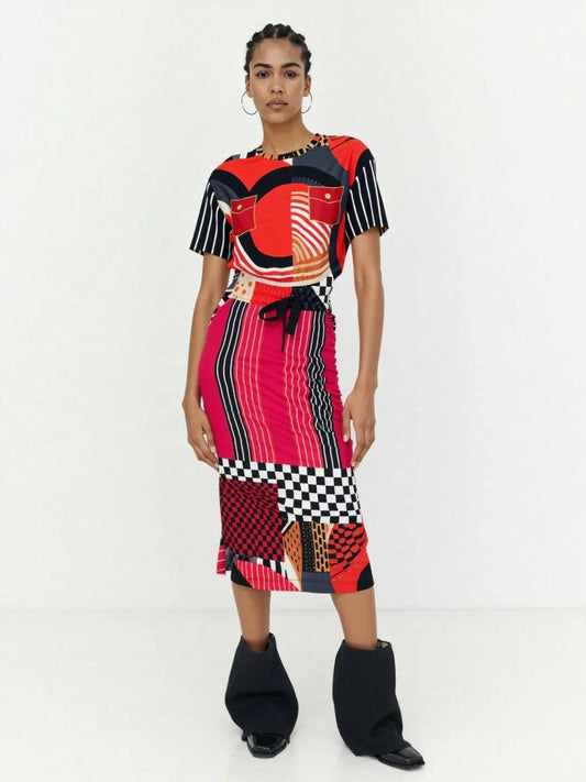 Switch Me Black in Pinstripe Eco-Poly Long Pocket Skirt