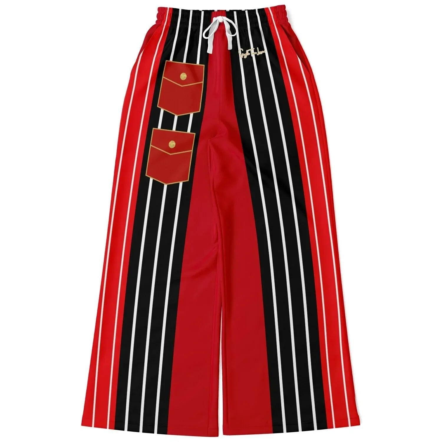 Switch Me Black in Pinstripe Eco-Poly Wide Leg Pants