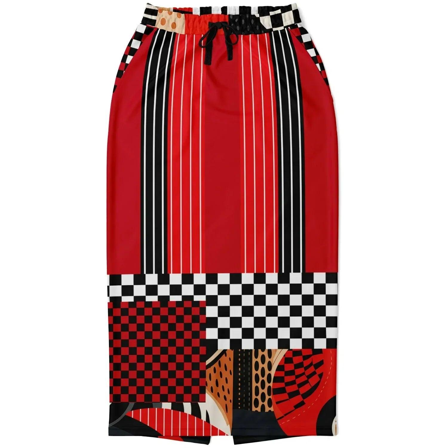 Switch Me Black in Pinstripe Eco-Poly Long Pocket Skirt