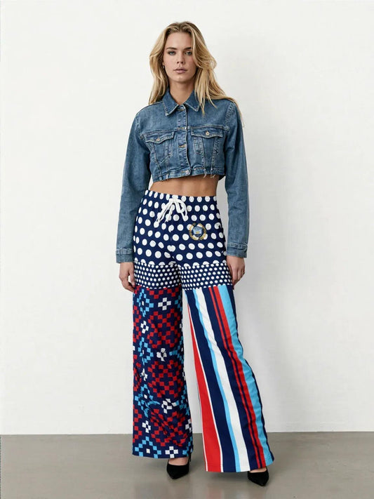 Tale of Two Cities Duo Print Eco-Poly Wide Leg Pants