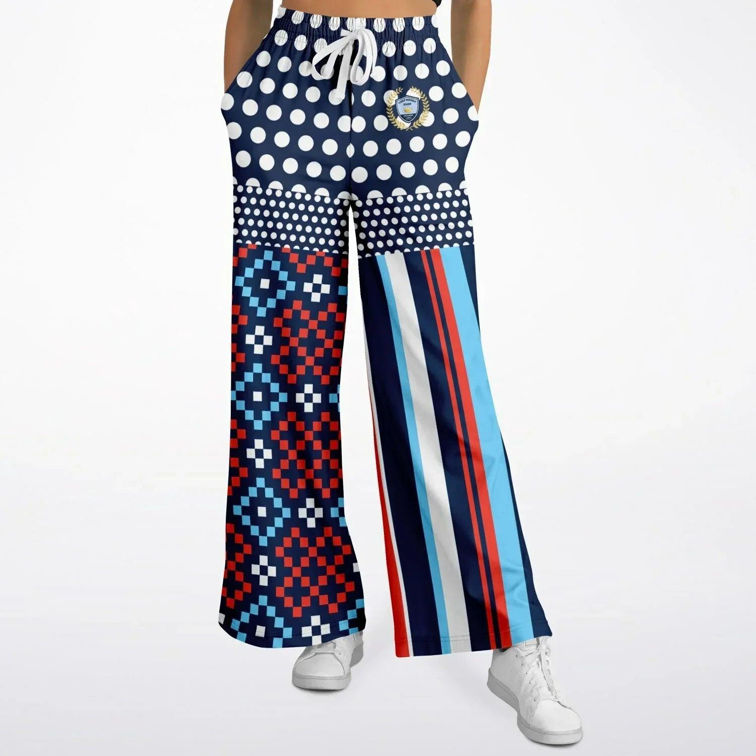 Tale of Two Cities Duo Print Eco-Poly Wide Leg Pants
