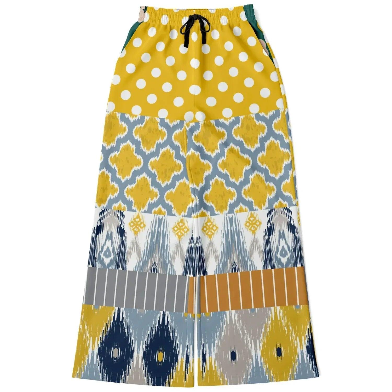 Tallulah Bankhead Ikat Polka Dot Eco-Poly Wide Leg Pants