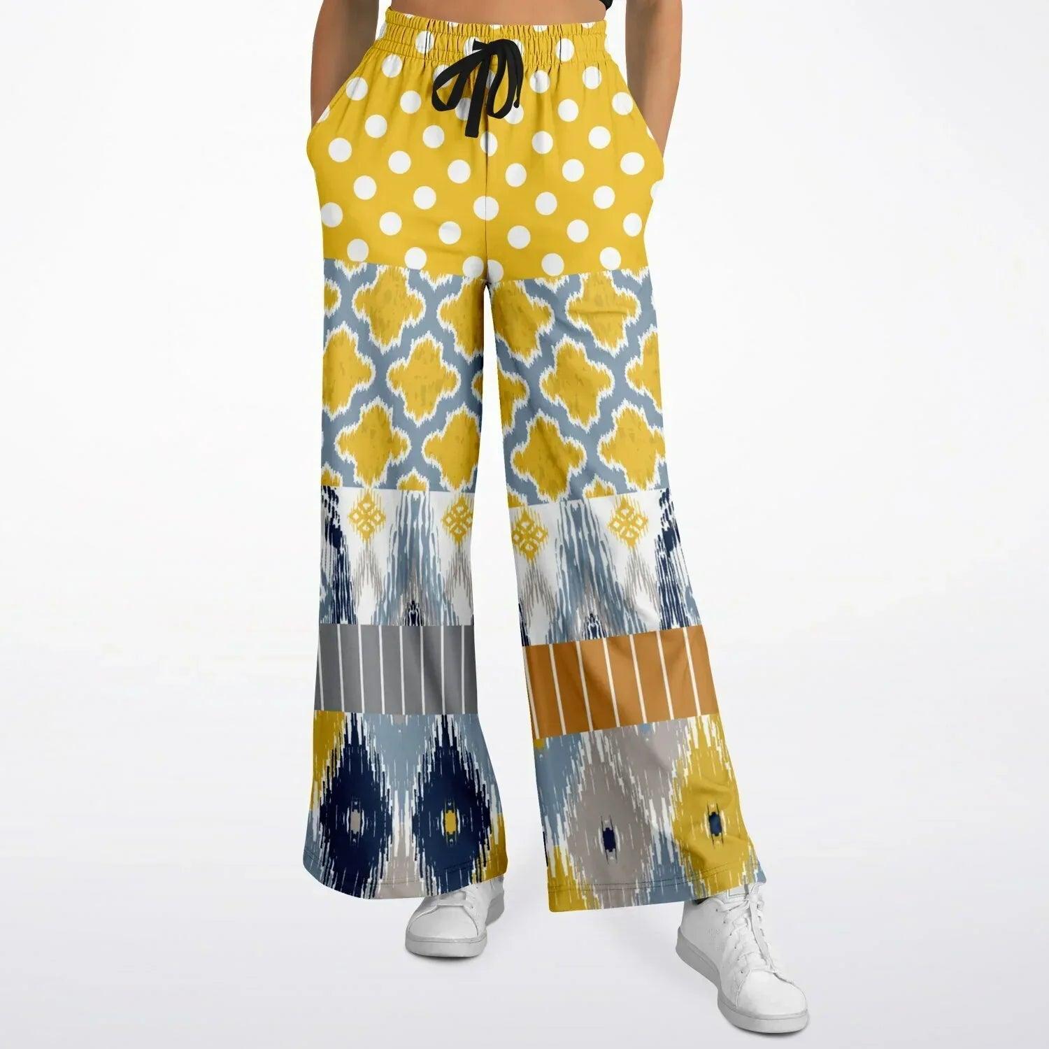 Tallulah Bankhead Ikat Polka Dot Eco-Poly Wide Leg Pants