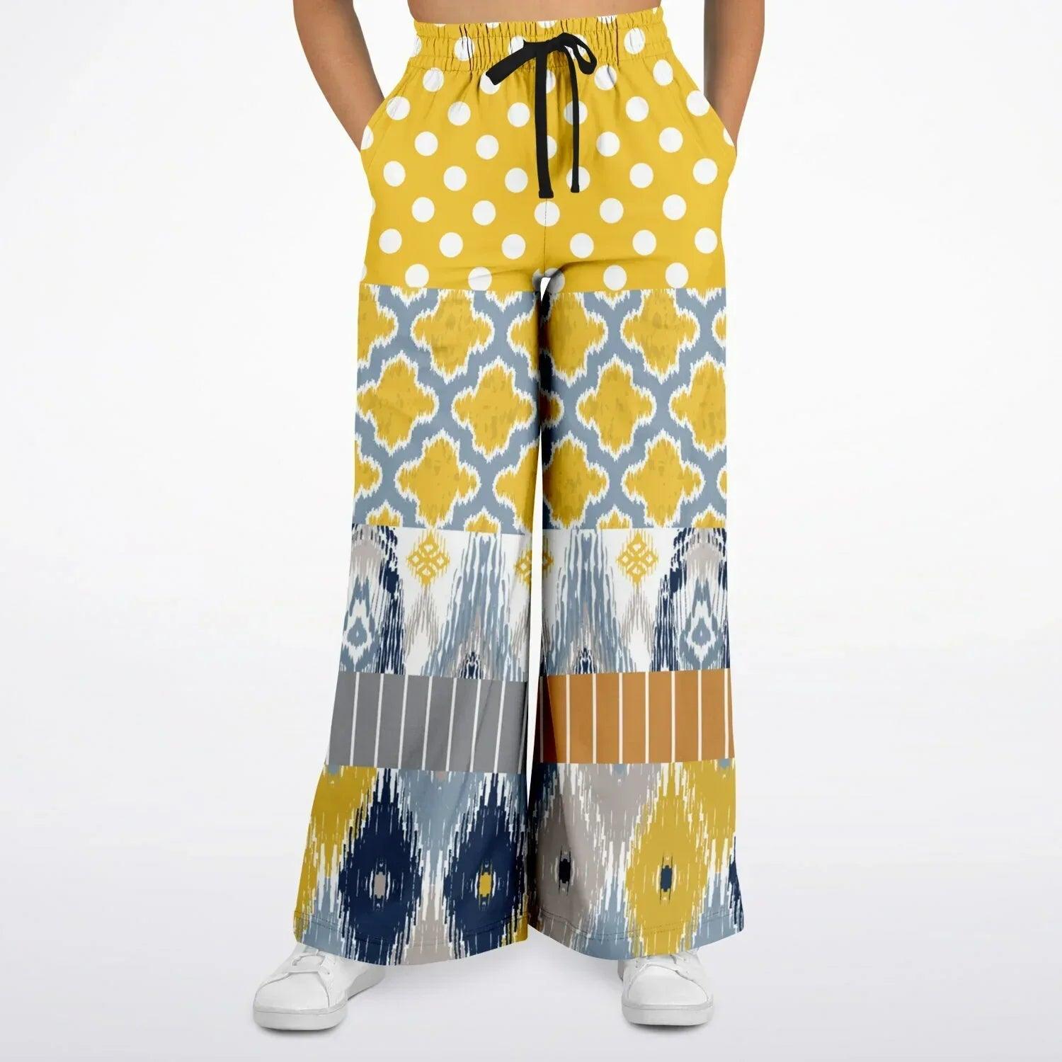 Tallulah Bankhead Ikat Polka Dot Eco-Poly Wide Leg Pants