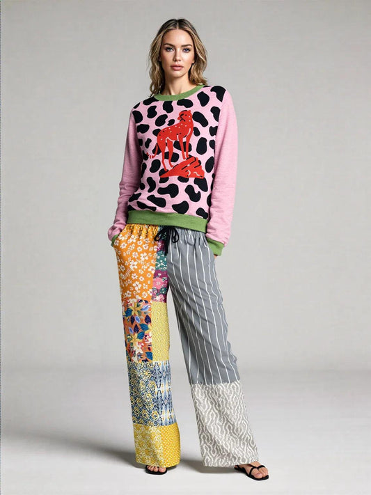 Tallulah Bankhead Striped Sin City Eco-Poly Wide Leg Pants