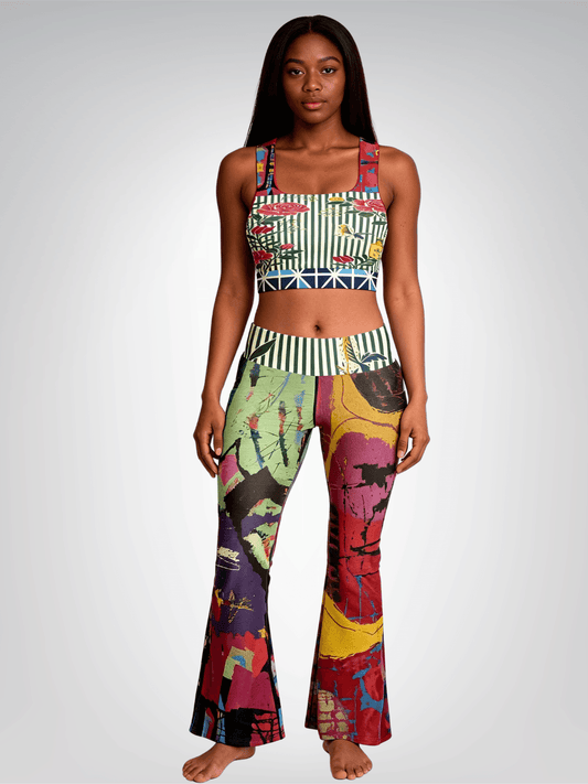 Tazania in Abstract Colorblock Padded Sports Bra