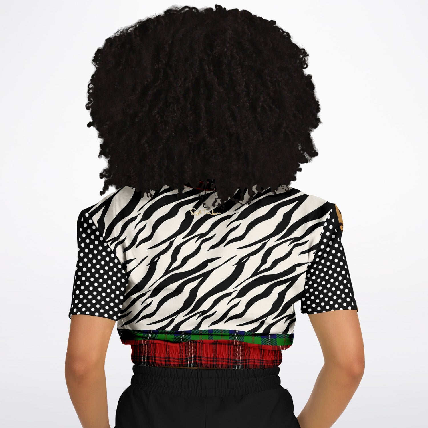 Tartan is the New Camo Tiger Print Eco-Poly Short Sleeve Cropped Pullover