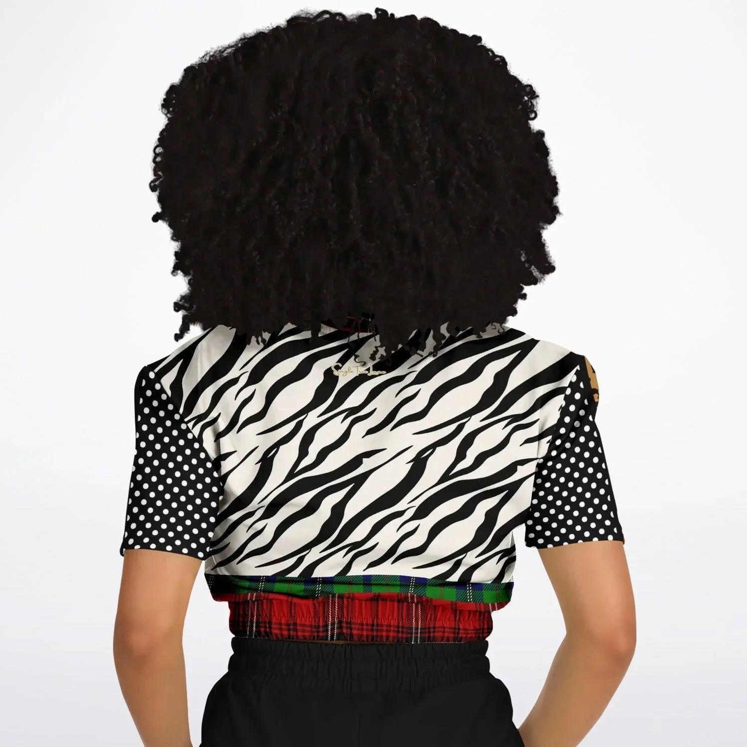 Tartan is the New Camo Tiger Print Eco-Poly Short Sleeve Cropped Pullover