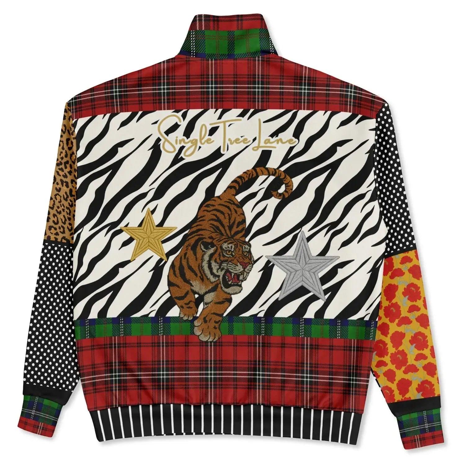 Tartan is the New Camo in Duo Plaid Tiger Print Heavyweight Oversized Quarter Zip Sweatshirt