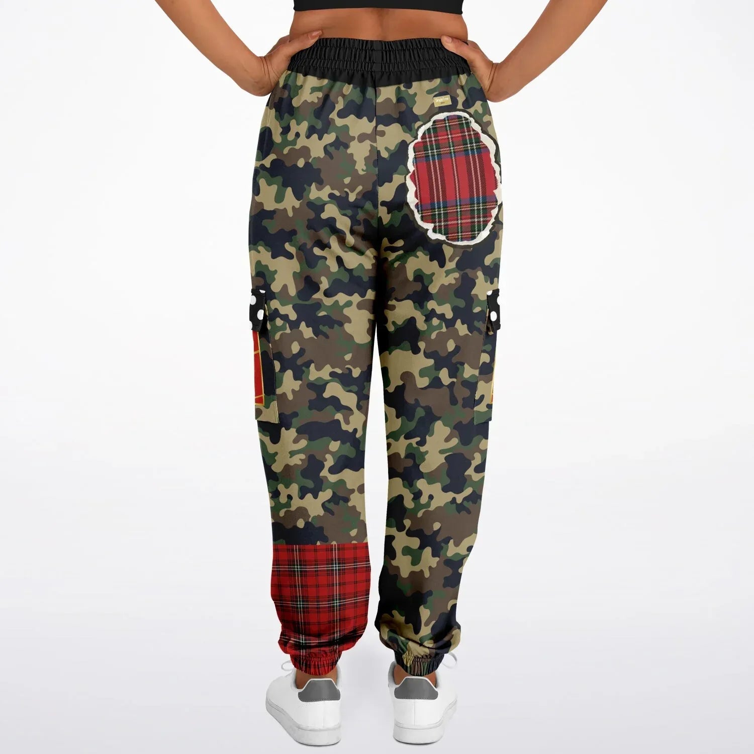 Tartan is the New Camo in Duo Plaid Tiger Print Eco-Poly Cargo Joggers