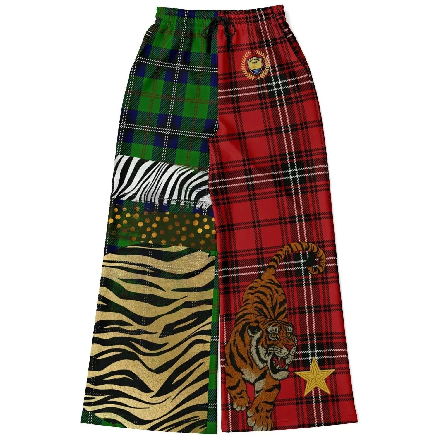 Tartan is the New Camo in Duo Plaid and Tiger Eco-Poly Wide Leg Pants