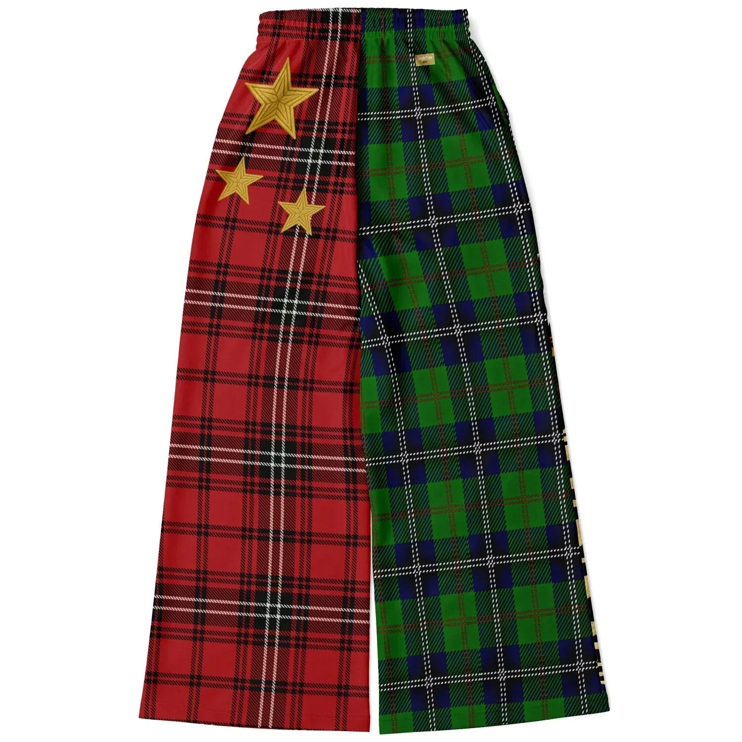 Tartan is the New Camo in Duo Plaid and Tiger Eco-Poly Wide Leg Pants