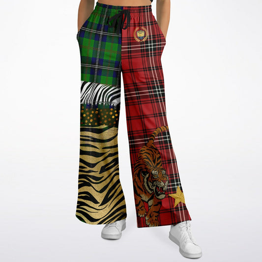 Tartan is the New Camo in Duo Plaid and Tiger Eco-Poly Wide Leg Pants