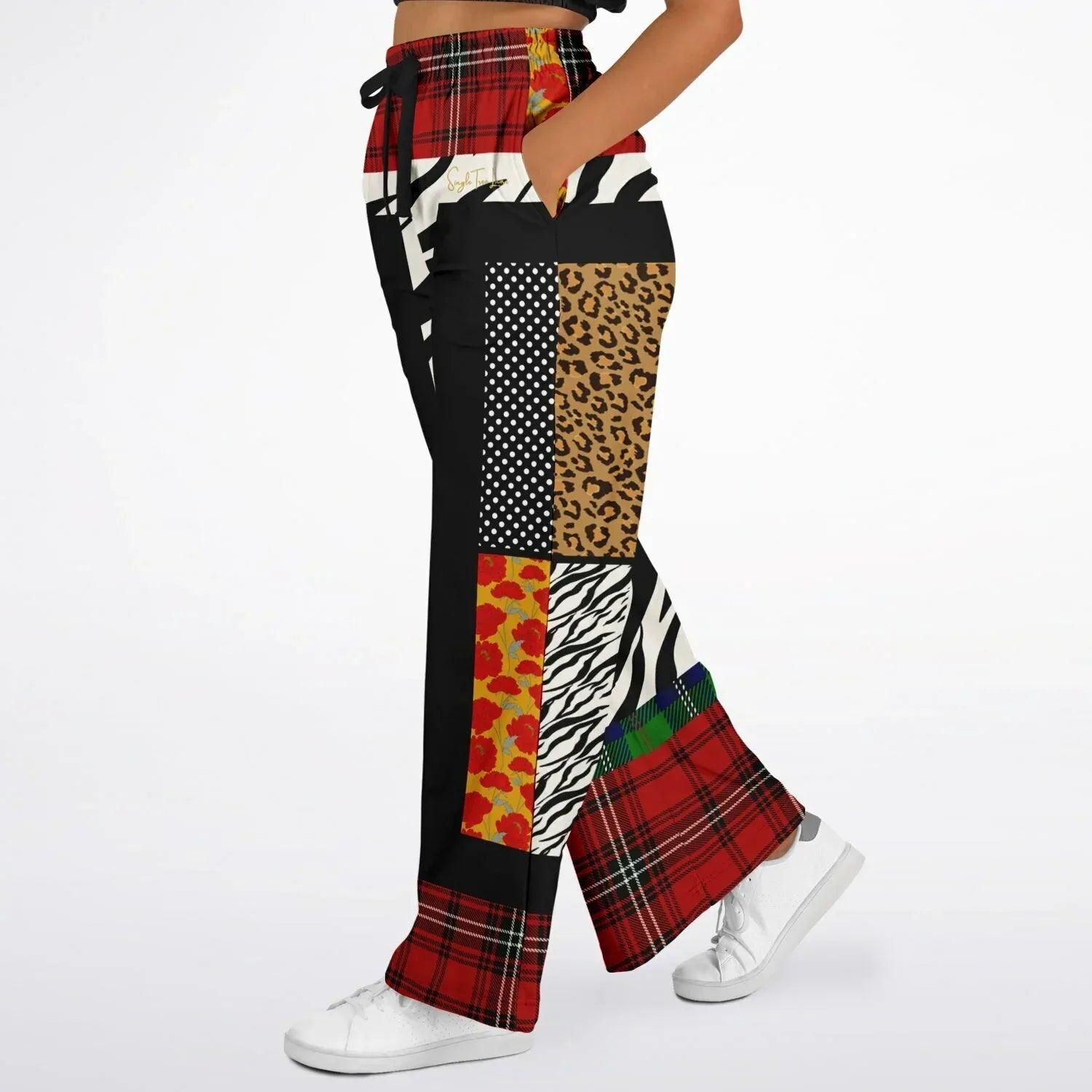 Tartan is the New Camo in Zebra Patchwork Eco-Poly Wide Leg Pants