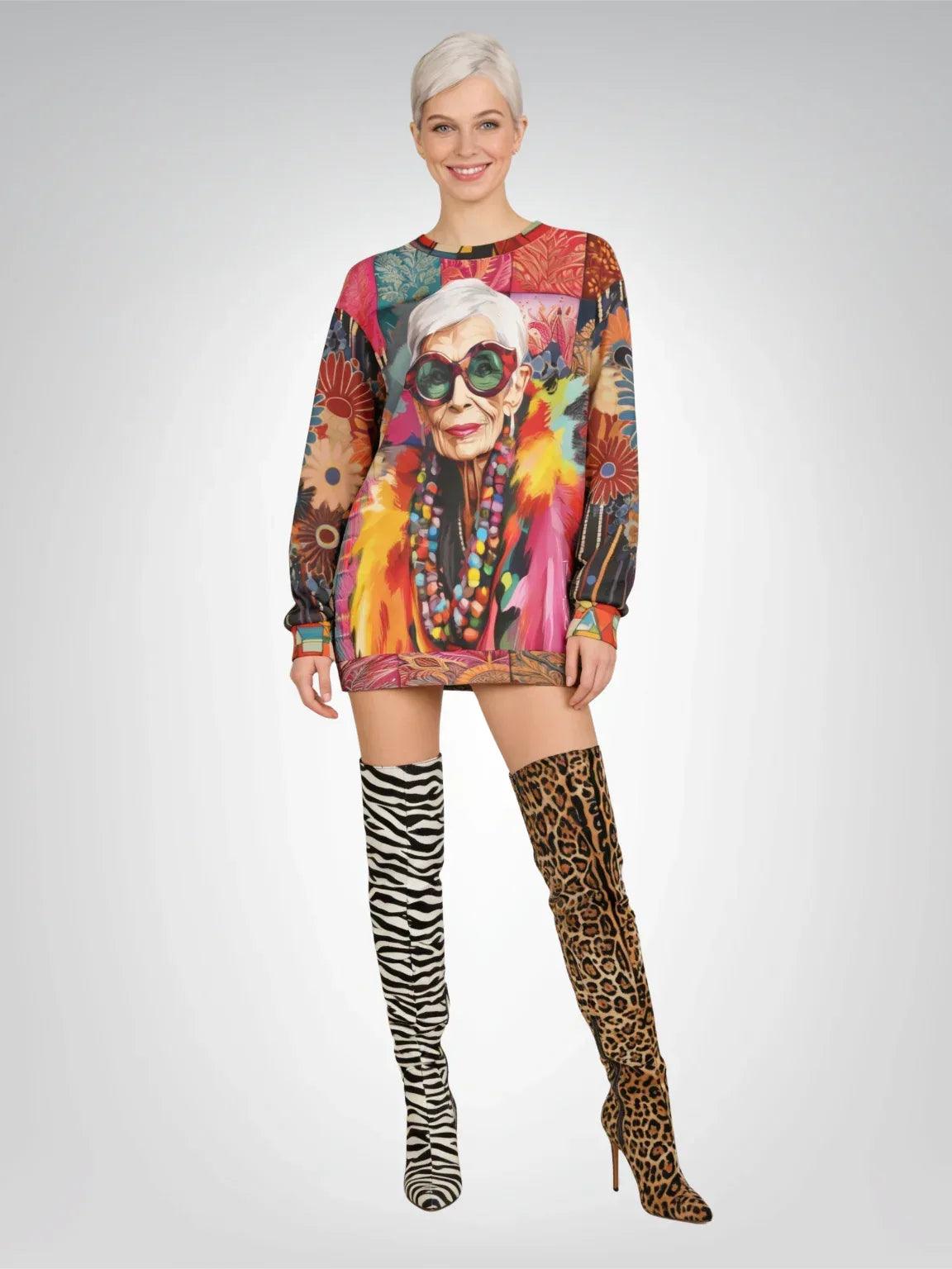 The Boa in Me - Iris Apfel Patchwork Print Unisex Sweatshirt (Gold Label)