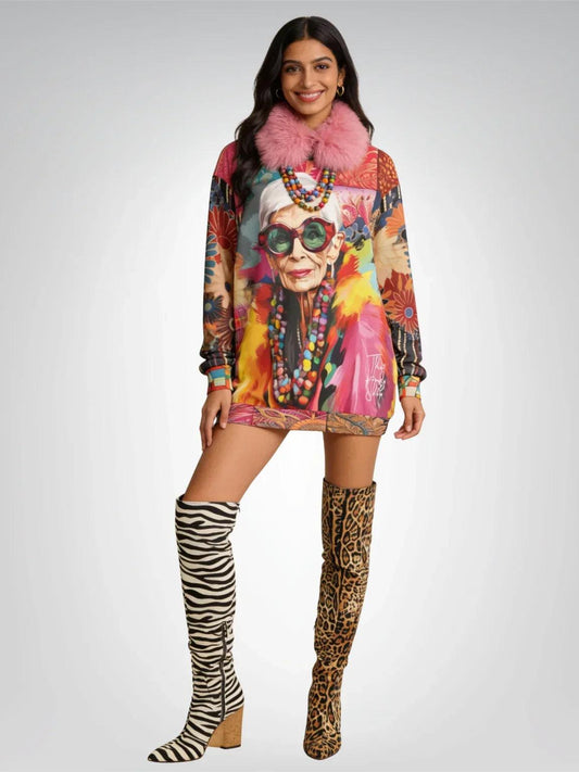The Boa in Me - Iris Apfel Patchwork Print Unisex Sweatshirt (Gold Label)