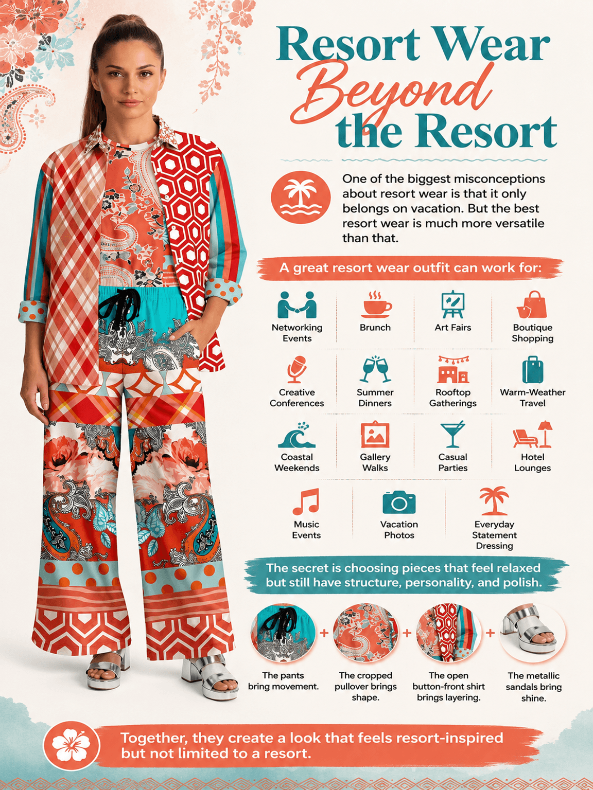 Coral Springs Boho Paisley Patchwork Eco-Poly Short Sleeve Cropped Pullover