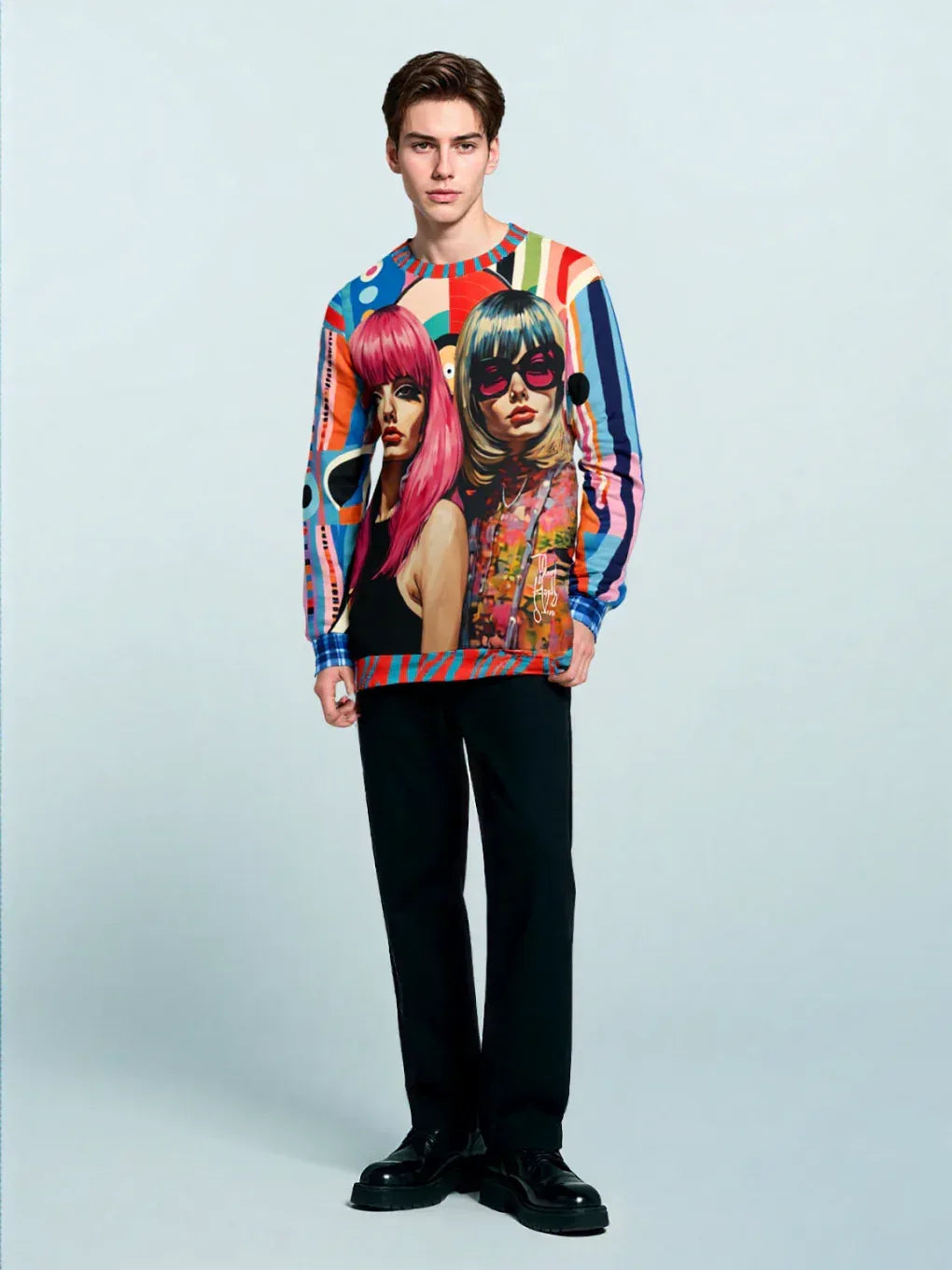 The Pfeiffers-Beatnik Girls Abstract Geo Unisex Sweatshirt (Gold Label)