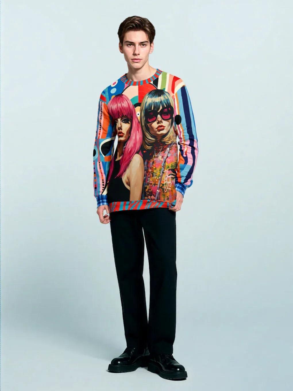 The Pfeiffers-Beatnik Girls Abstract Geo Unisex Sweatshirt (Gold Label)