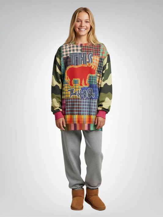 The Preppy Woodsman Plaid Patchwork Rhino Unisex Sweatshirt (Gold Label)