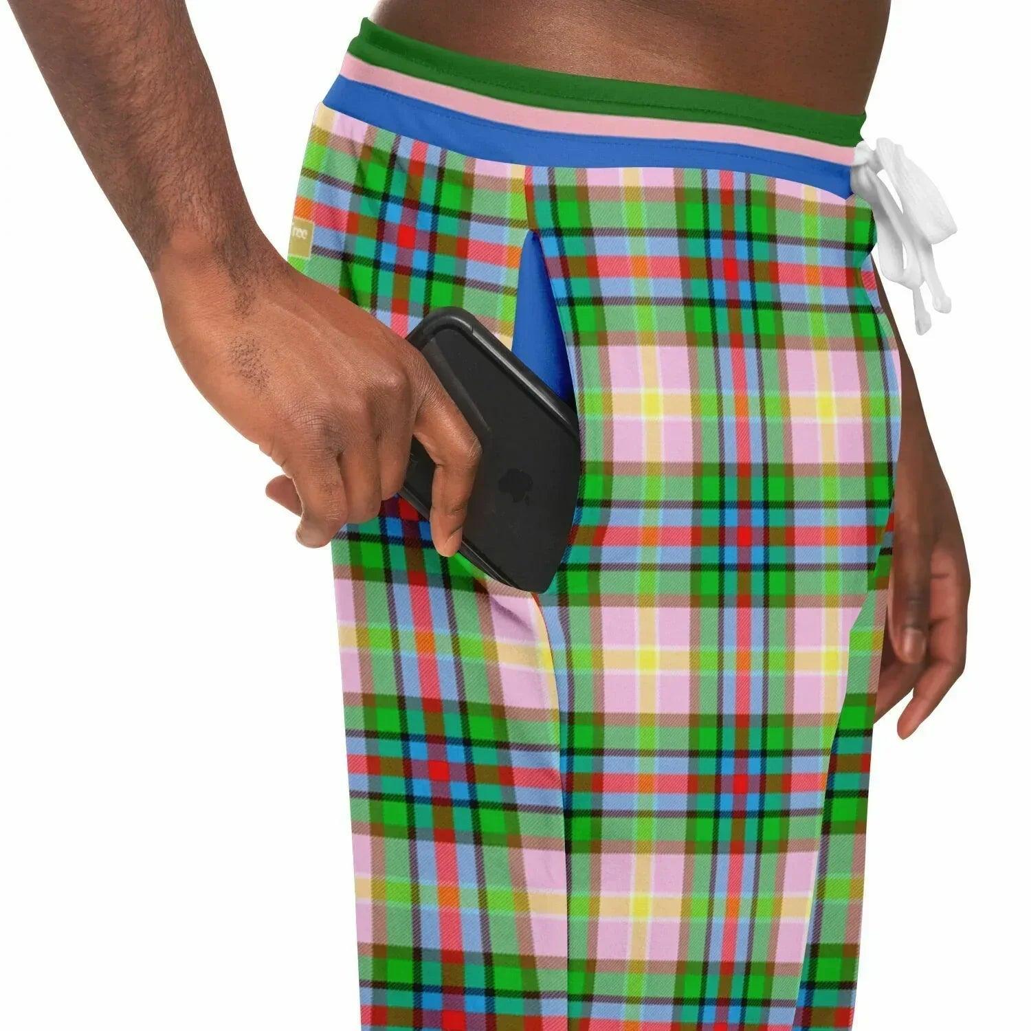 THS 76 Pink Collegiate Tartan Plaid Eco-Poly Unisex Joggers