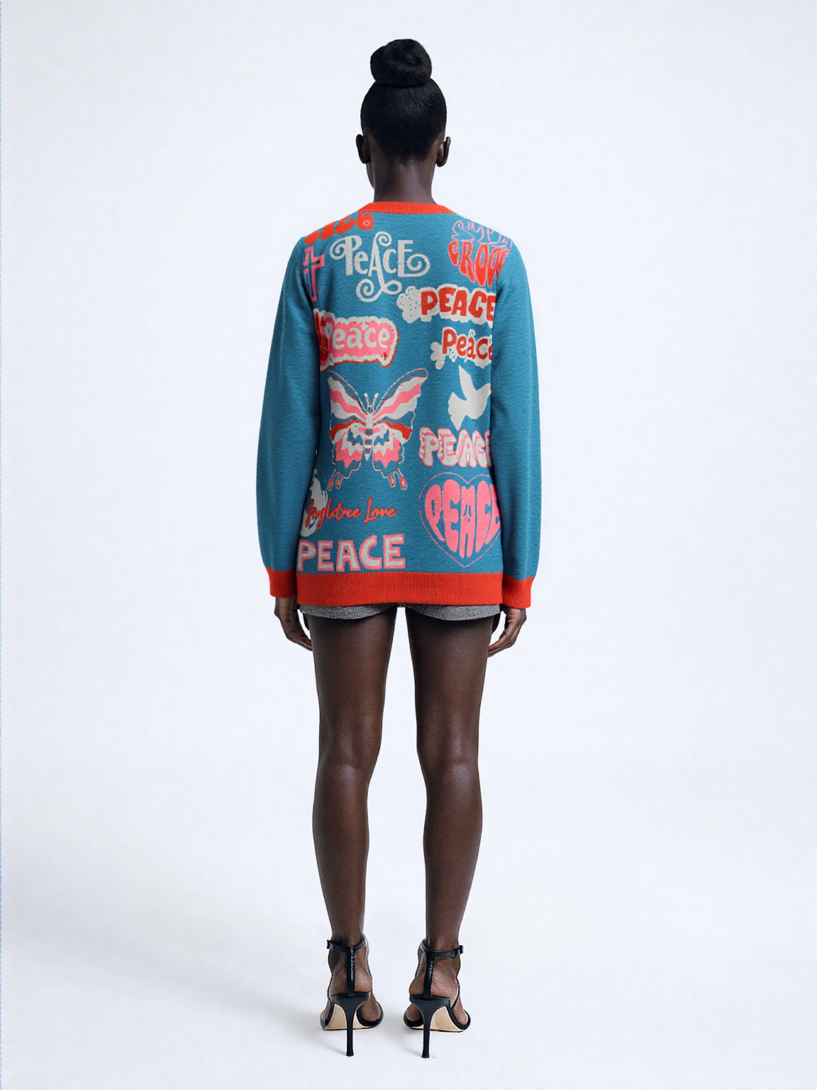 Tiger at Peace in Teal Knitted Crewneck Sweater