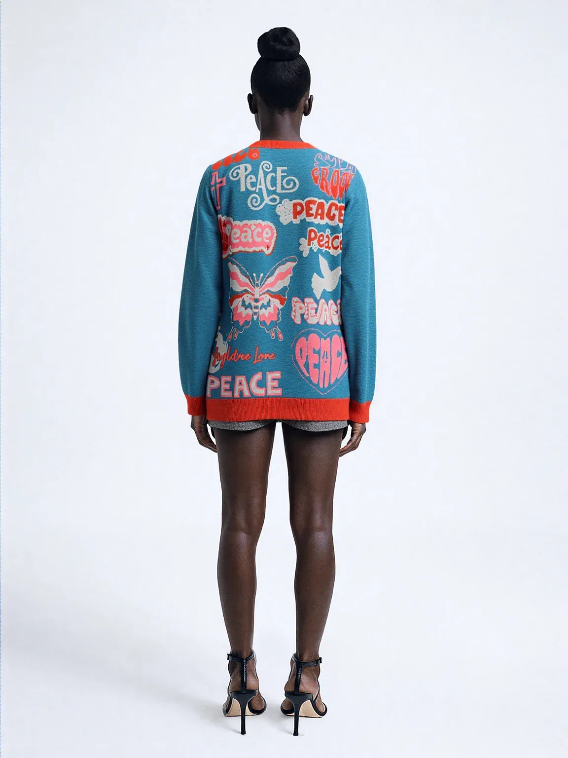 Tiger at Peace in Teal Knitted Crewneck Sweater