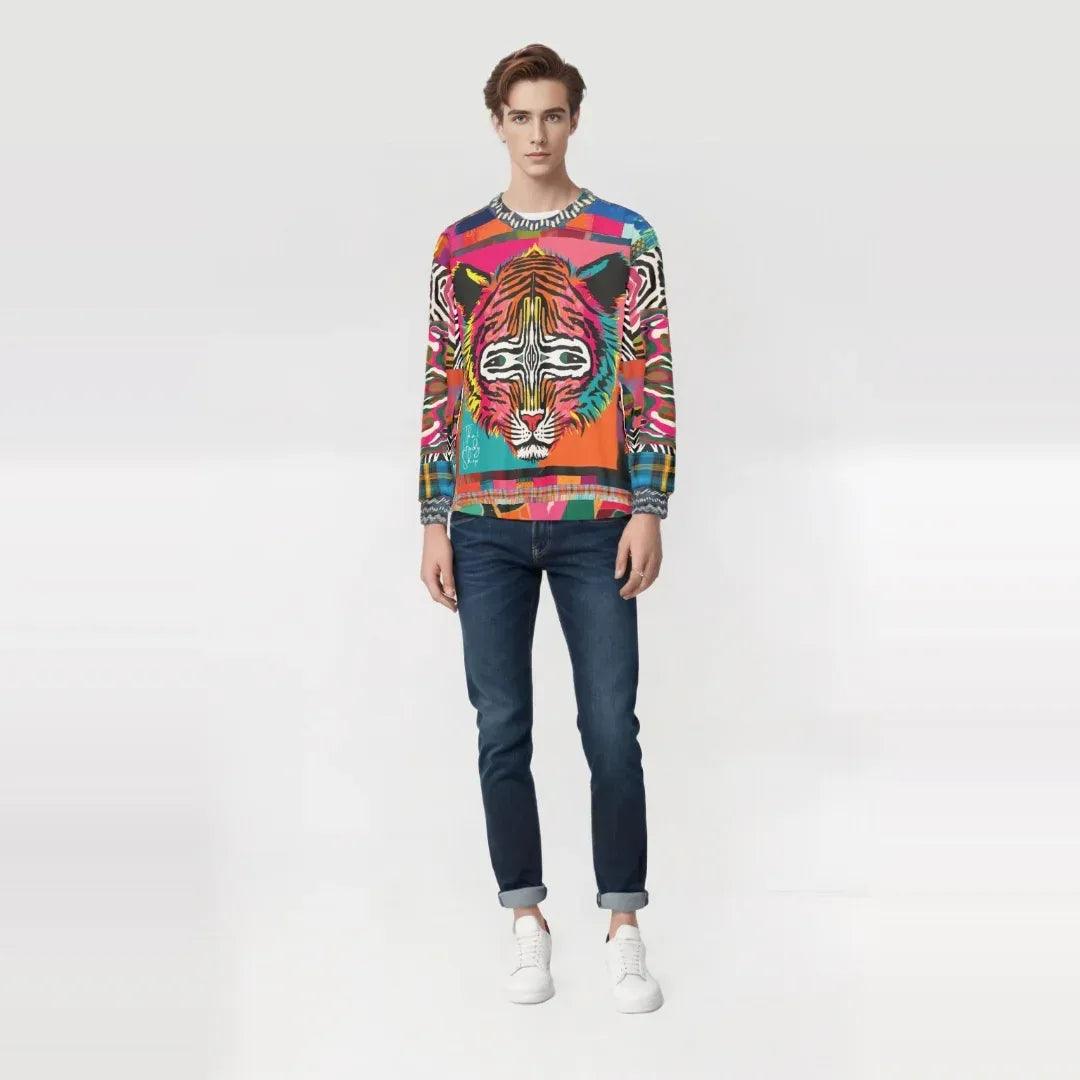 Tiger in Colorful Carnivale Pop Art Unisex Sweatshirt (Gold Label)