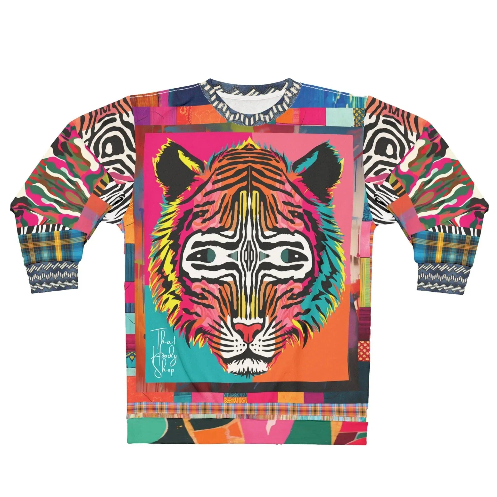 Tiger in Colorful Carnivale Pop Art Unisex Sweatshirt (Gold Label)