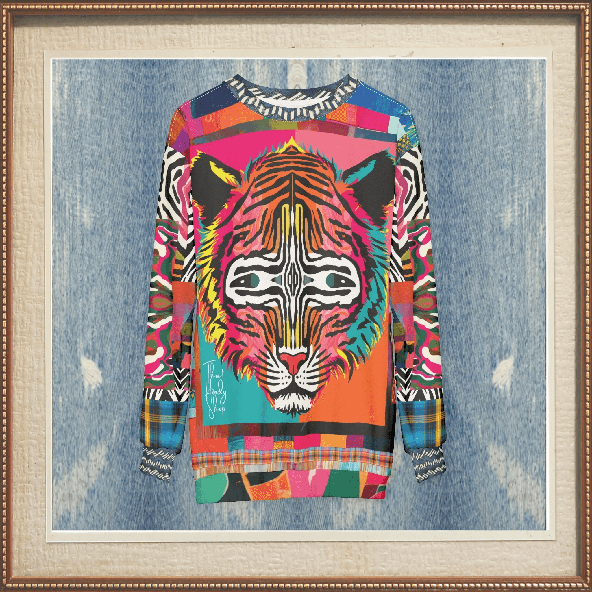 Tiger in Colorful Carnivale Pop Art Unisex Sweatshirt (Gold Label)
