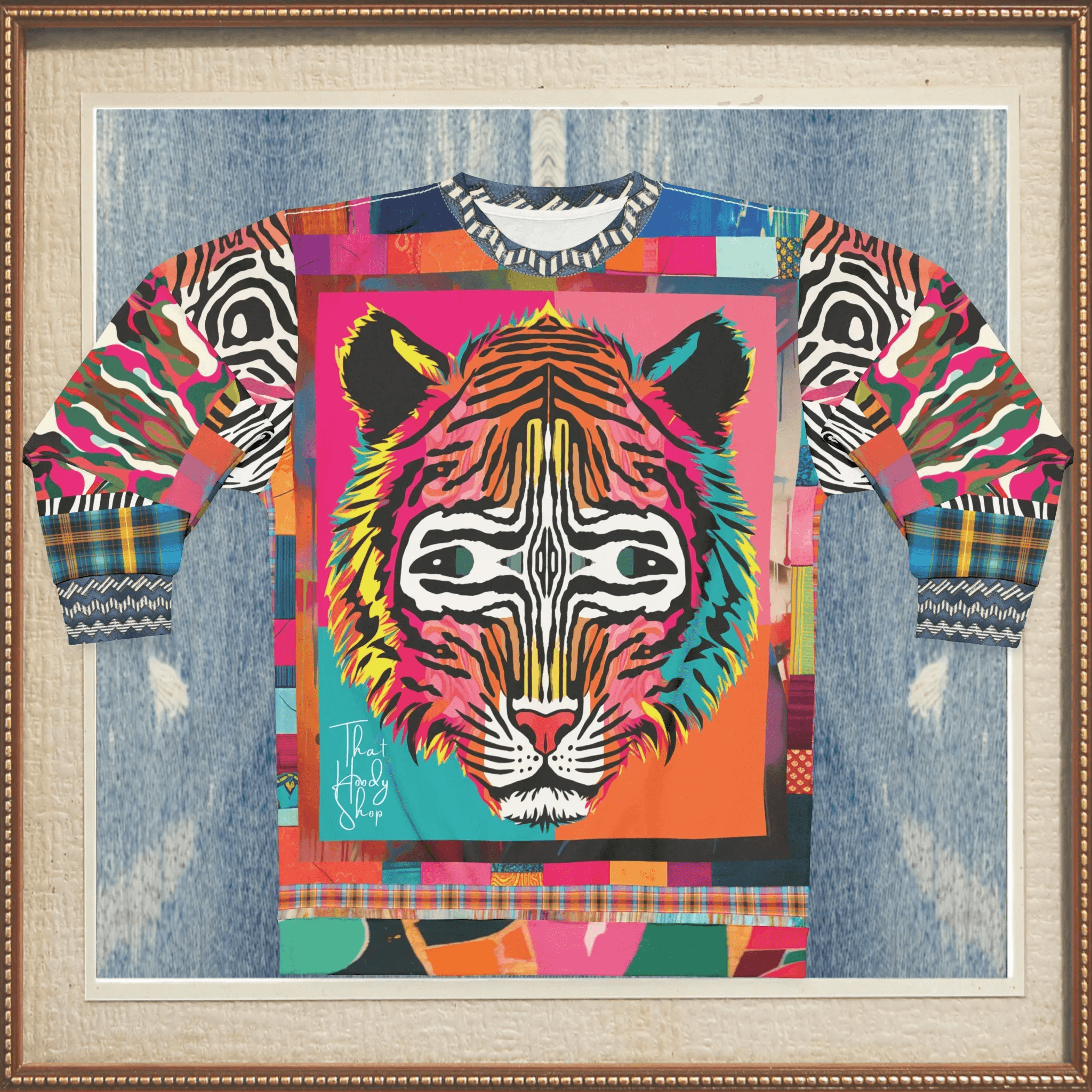 Tiger in Colorful Carnivale Pop Art Unisex Sweatshirt (Gold Label)